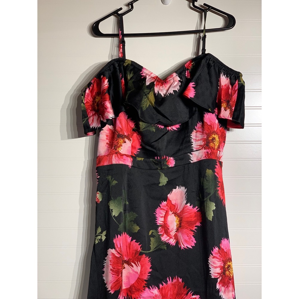 Chic Black and Pink Floral Maxi Dress